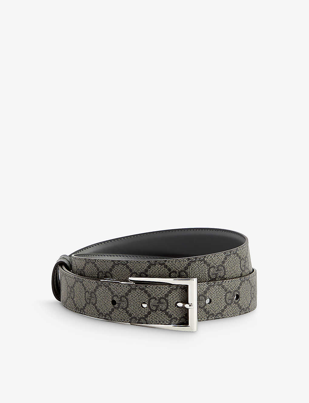 Gucci Mens Grey Monogram Coated-canvas Belt In Graphgrey/grey Blk