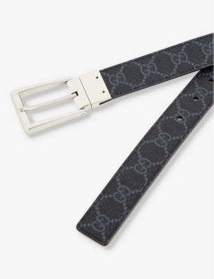 Shop Gucci Men's Black/black Monogram Coated-canvas Belt