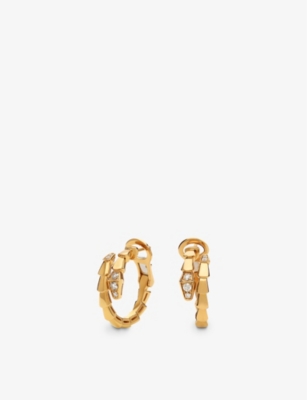 Bvlgari Womens Yellow Gold Serpenti Viper 18ct Yellow-gold And 0.18ct Diamond Hoop Earrings