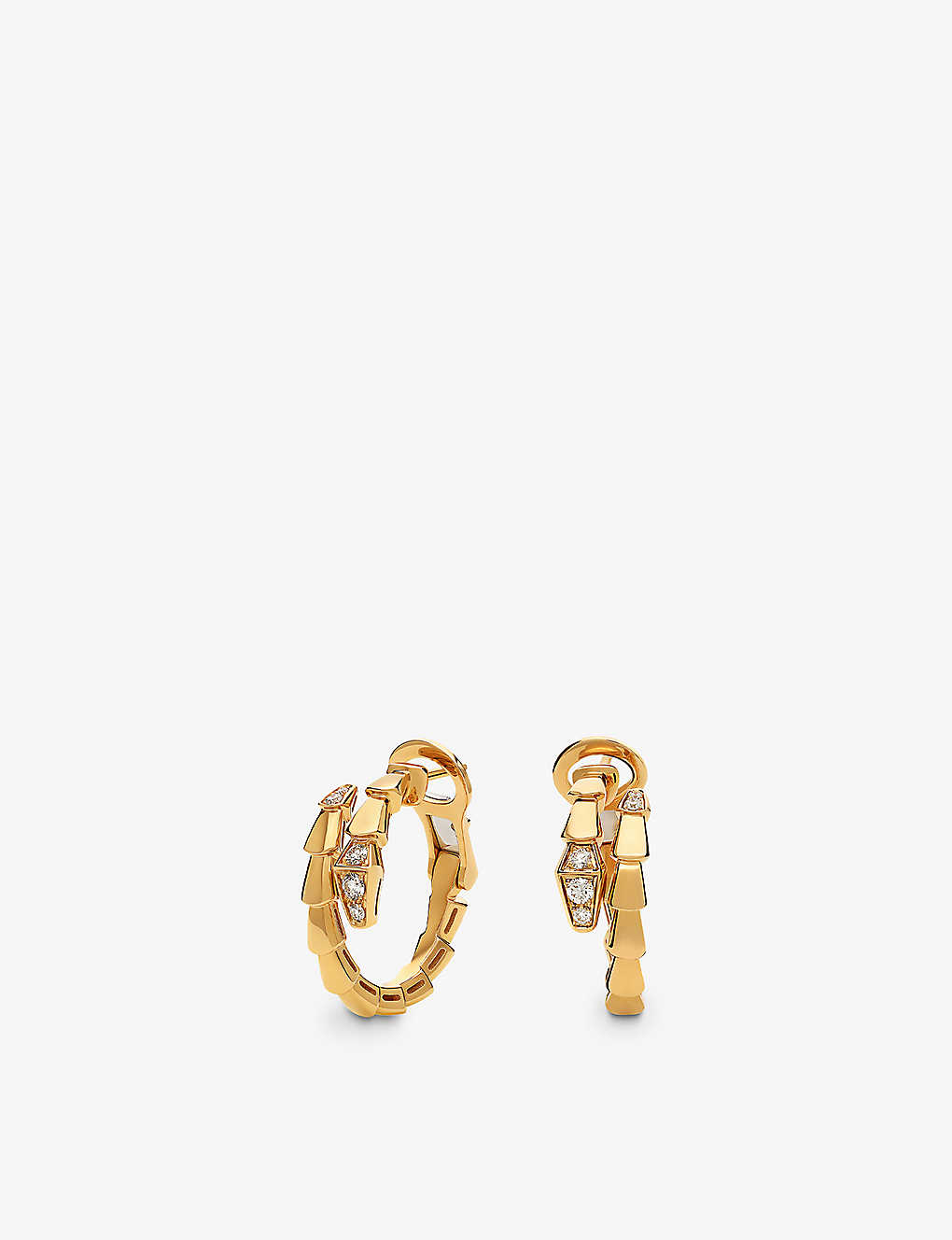 Bvlgari Womens Yellow Gold Serpenti Viper 18ct Yellow-gold And 0.18ct Diamond Hoop Earrings
