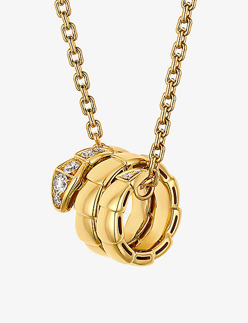 BVLGARI: Serpenti Viper 18ct yellow-gold and 0.13ct diamond necklace