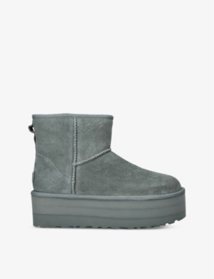 Shop Ugg Women's Grey Classic Mini Platform Suede Boots In Other
