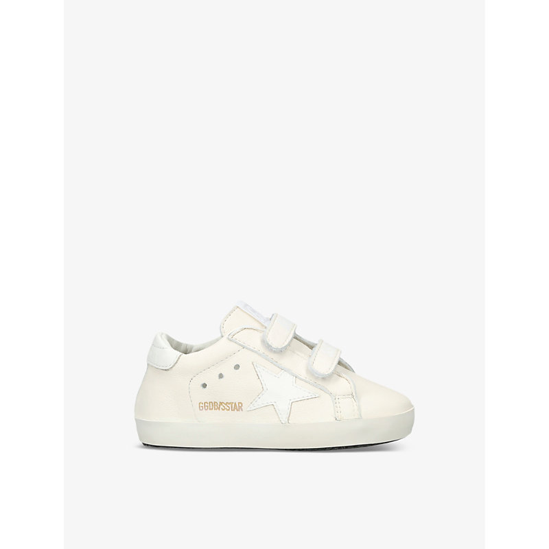 Shop Golden Goose White May School Logo-print Leather Trainers 0 Months-12 Months