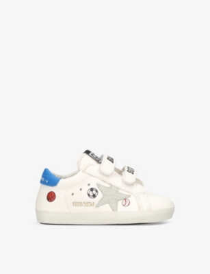 Shop Golden Goose Baby School Graphic-print Leather Low-top Trainers 0-12 Months In White/oth