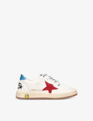 Shop Golden Goose Boys White/red Kids Ballstar Logo-print Leather Low-top Trainers 6-9 Years