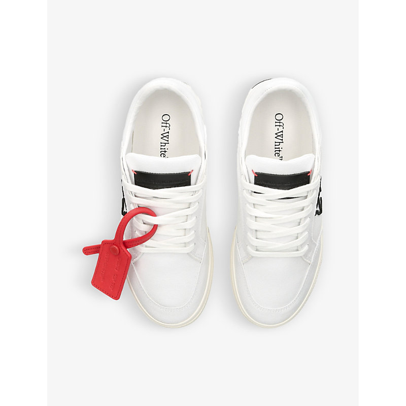 Shop Off-white Vulcanized Logo-embroidered Canvas Low-top Trainers In White/blk