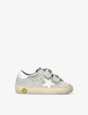 GOLDEN GOOSE: Kids' Old School logo-print leather low-top trainers