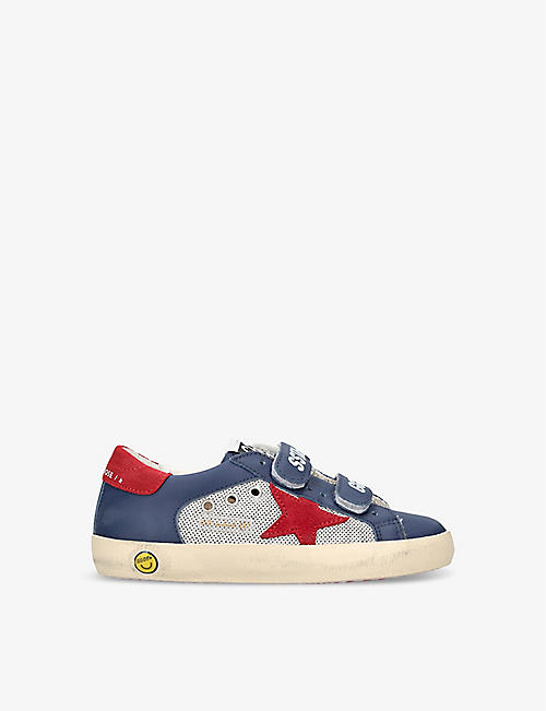 GOLDEN GOOSE: Old School logo-print leather low-top trainers 6-9 years