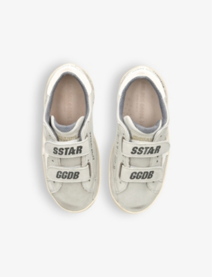 Shop Golden Goose Boys Grey/light Kids' Old School Logo-print Leather Low-top Trainers