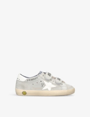 Golden Goose Kids' Old School Logo-print Leather Low-top Trainers In Grey/light