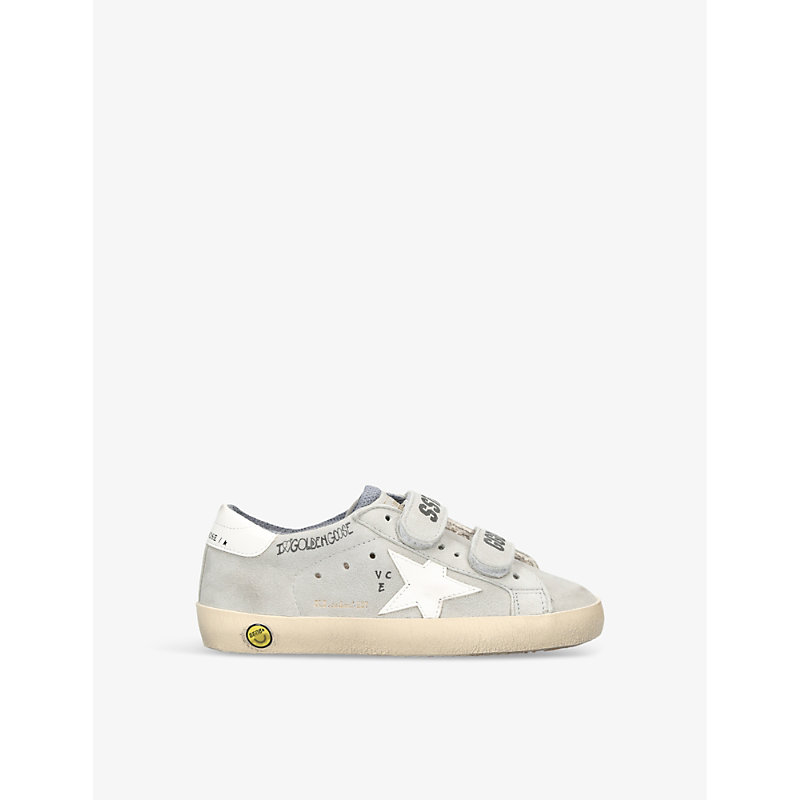 Golden Goose Boys Grey/light Kids' Old School Logo-print Leather Low-top Trainers