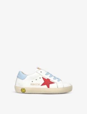 Golden Goose Kids' Super Star Logo-print Leather And Suede Low-top Trainers 6 Months-5 Years In White