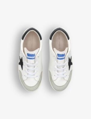Shop Golden Goose Boys White/blk Kids Super Star Logo-print Leather And Suede Low-top Trainers 6-9 Years