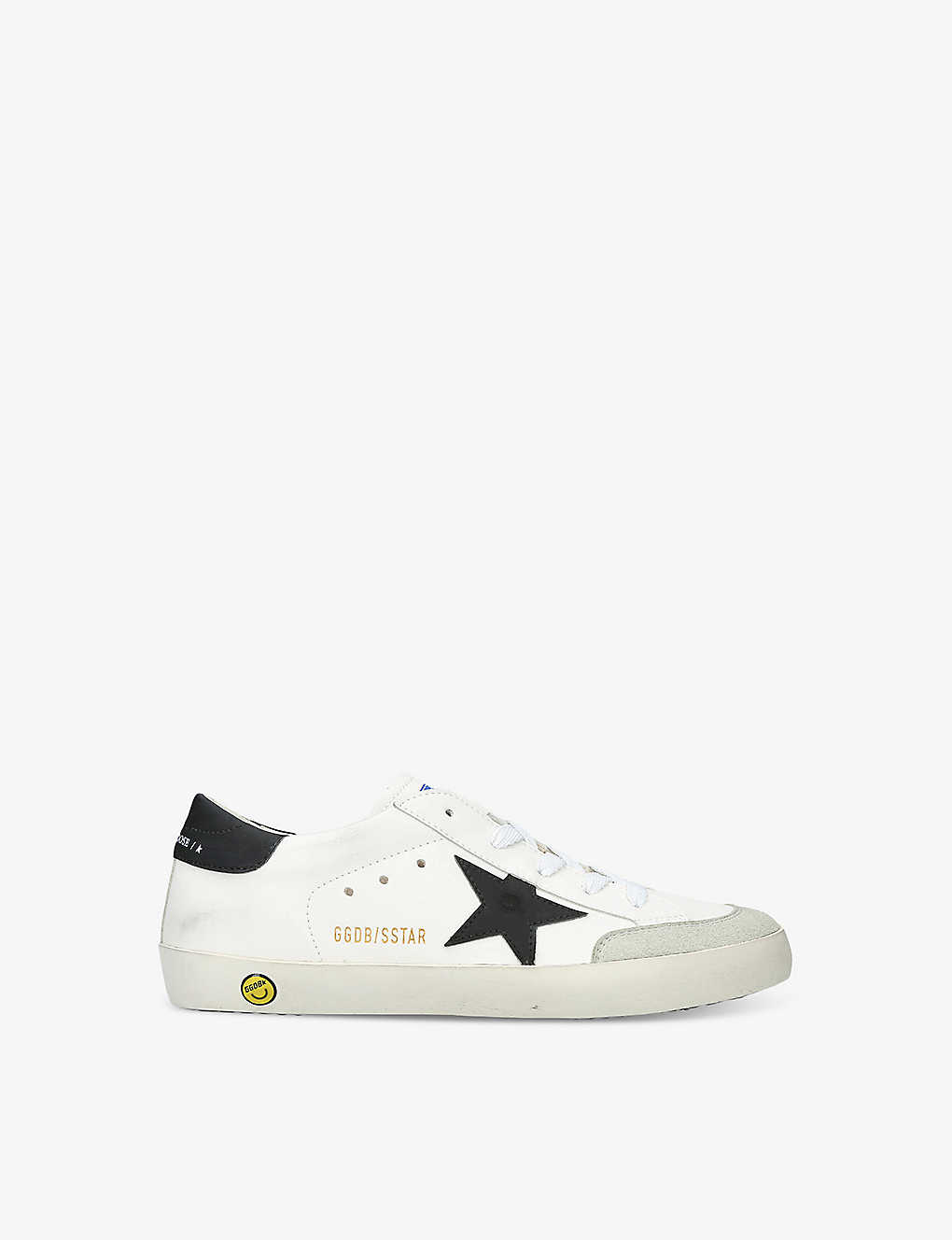 Golden Goose Kids' Super Star Logo-print Leather And Suede Low-top Trainers 6-9 Years In White/blk