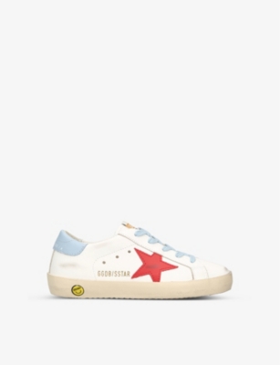 GOLDEN GOOSE: Super Star star-embroidered leather low-top trainers 6-9 years