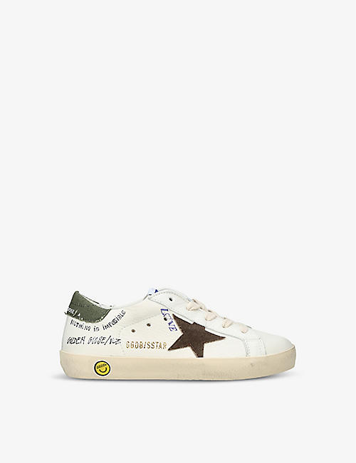 GOLDEN GOOSE: Super Star logo-print leather and suede low-top trainers 6 months-5 years