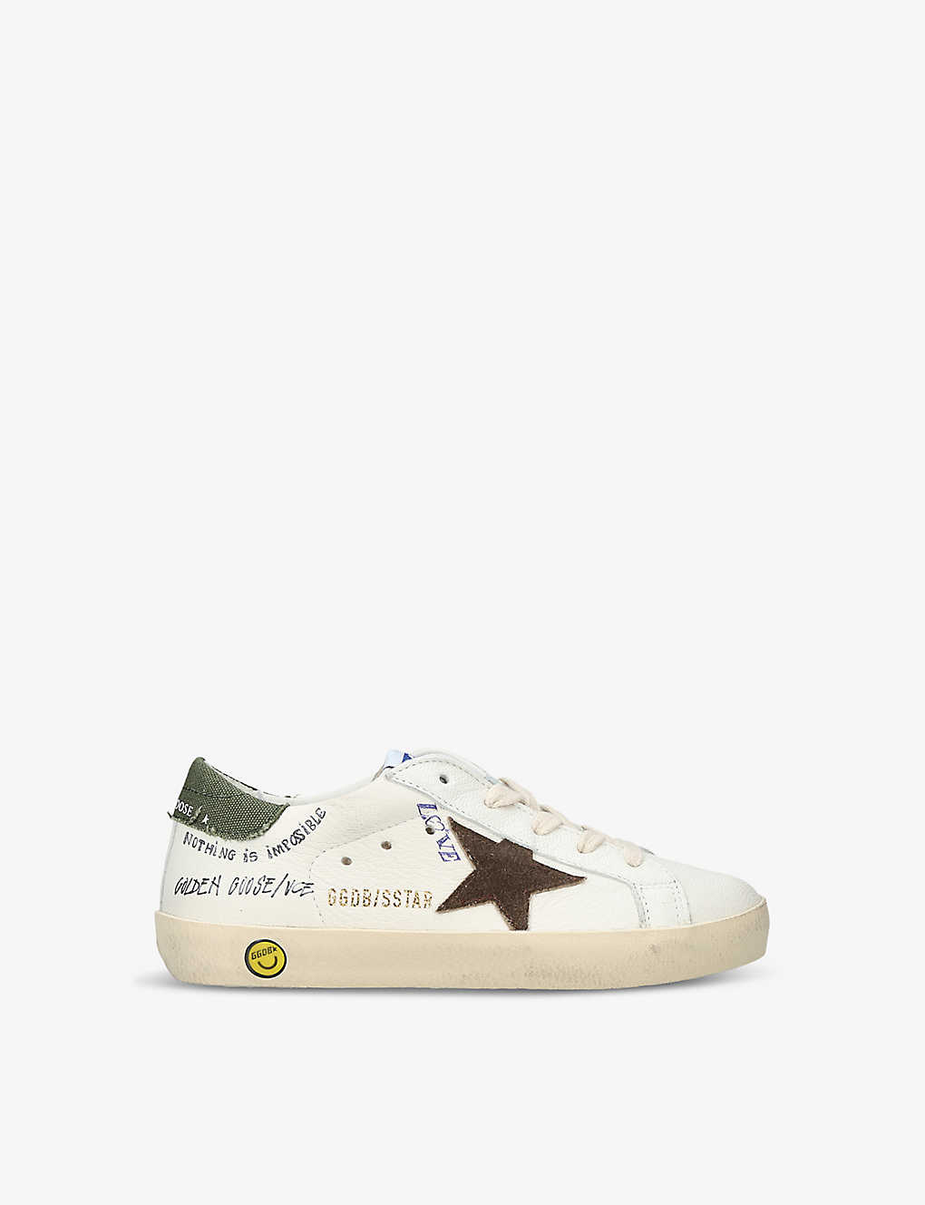 Golden Goose Kids' Super Star Logo-print Leather And Suede Low-top Trainers 6 Months-5 Years In Brown/oth