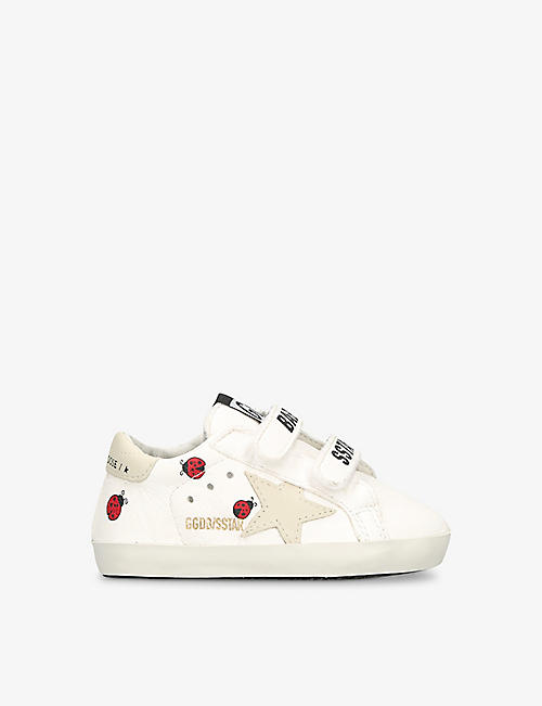 GOLDEN GOOSE: Baby School graphic-print leather low-top trainers 0-6 months