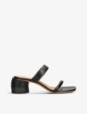 Off-white Spring 45 Coiled Heel Leather Sandals In Black