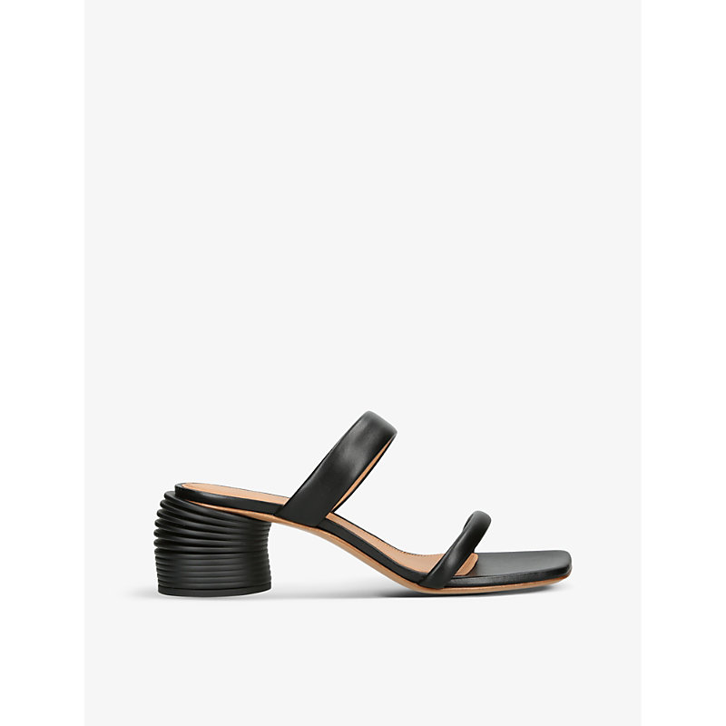 Off-white Spring 45 Coiled Heel Leather Sandals In Black