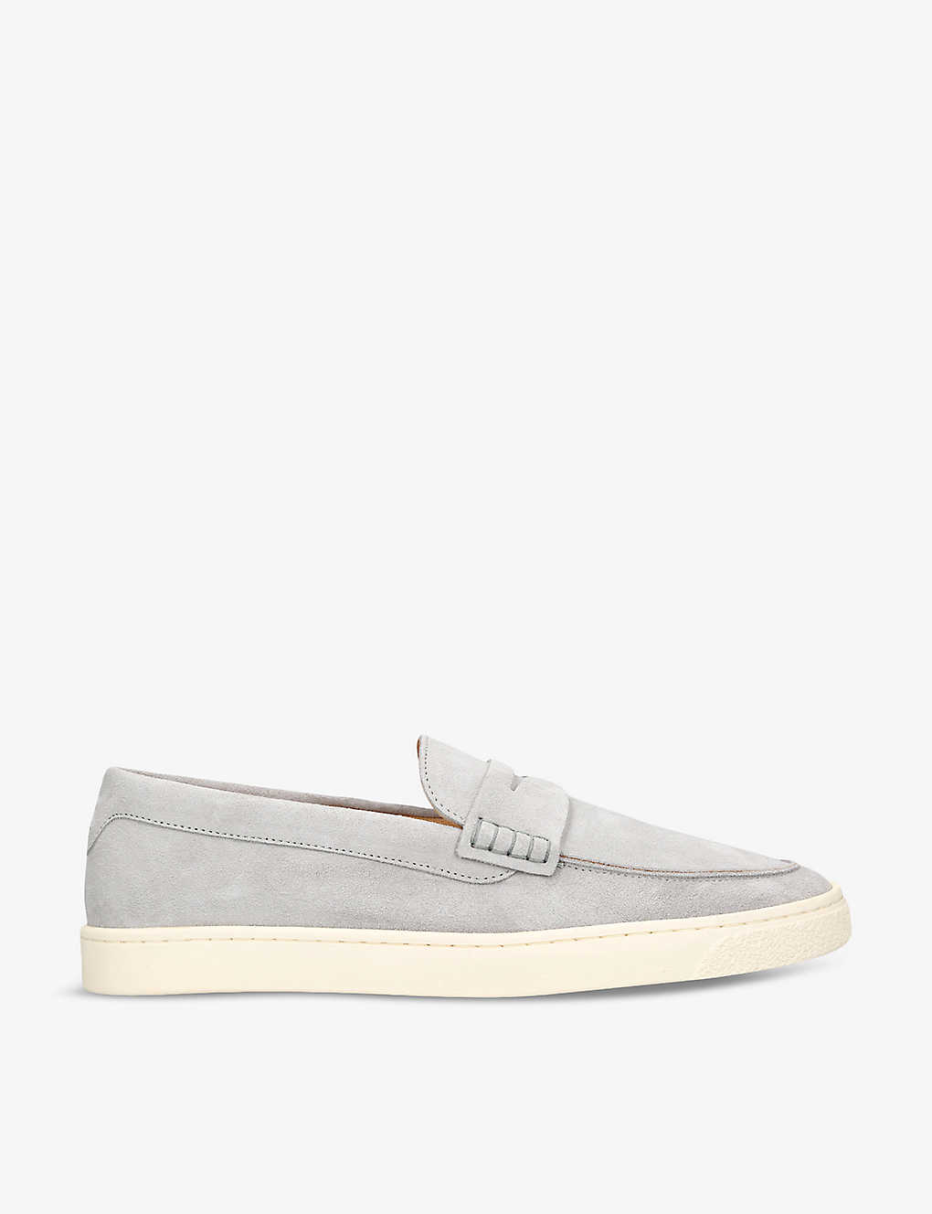 Shop Brunello Cucinelli Hybrid Penny-detail Suede Loafers In Grey/light