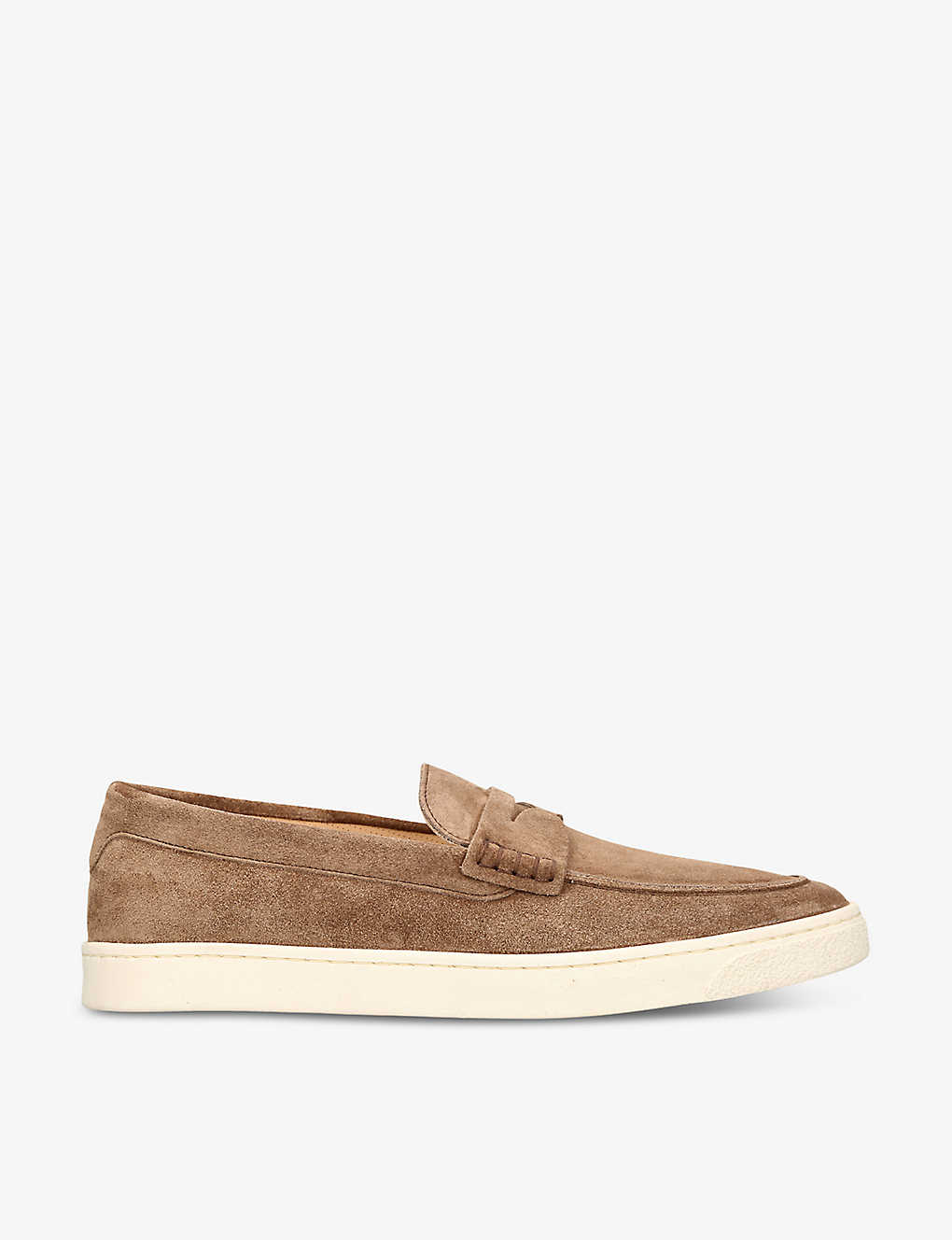 Shop Brunello Cucinelli Hybrid Penny-detail Suede Loafers In Brown