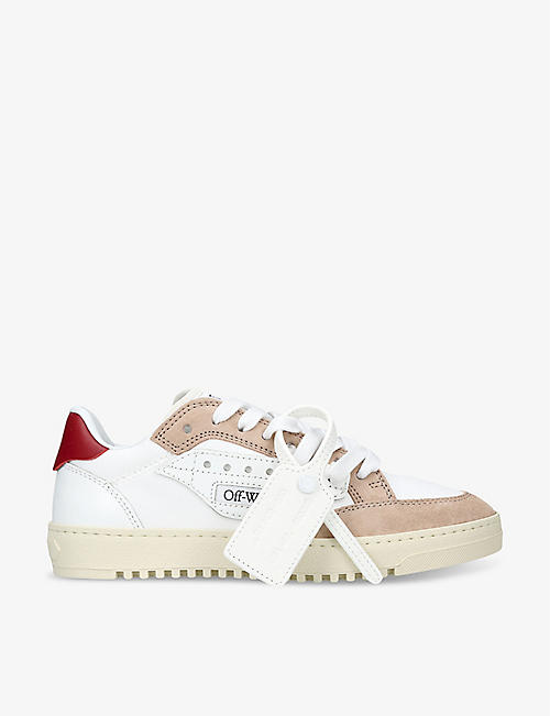 OFF-WHITE C/O VIRGIL ABLOH: 5.0 brand-print leather and textile low-top trainers