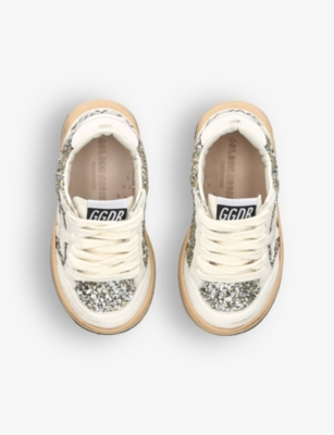 Shop Golden Goose Boys Gold Kids Ballstar Glitter-embellished Woven Low-top Trainers 6 Months-5 Years