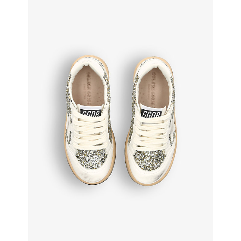 Shop Golden Goose Boys Gold Kids Ballstar Glitter-embellished Woven Low-top Trainers 6-9 Years