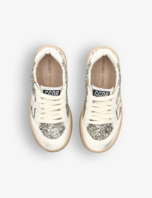 GOLDEN GOOSE: Ballstar glitter-embellished woven low-top trainers 6-9 years