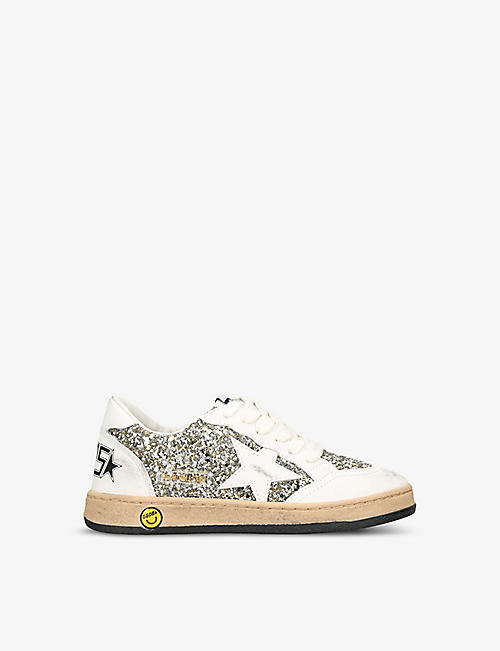 GOLDEN GOOSE: Ballstar glitter-embellished woven low-top trainers 6-9 years