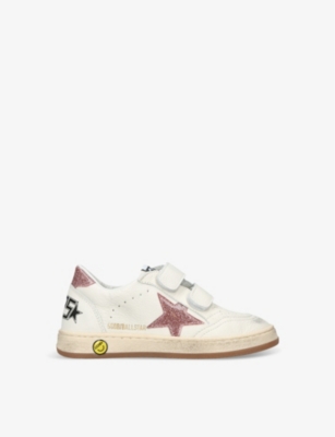 Golden Goose Boys Peach Kids Ballstar Glitter-embellished Leather Low-top Trainers 6 Months-5 Years In Peach