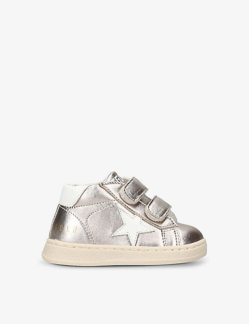 GOLDEN GOOSE: June star-embroidered leather high-top trainers 6 months-5 years