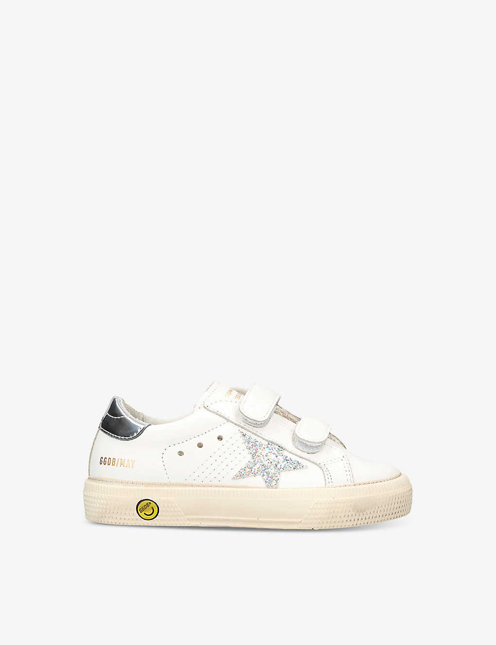 Golden Goose Kids' May School Star Glitter-embellished Leather Low-top Trainers 6 Months-5 Years In White/oth