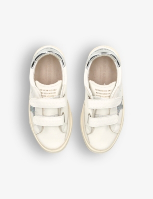 Shop Golden Goose Boys White/oth Kids May School Star Glitter-embellished Leather Low-top Trainers 6-9 Ye