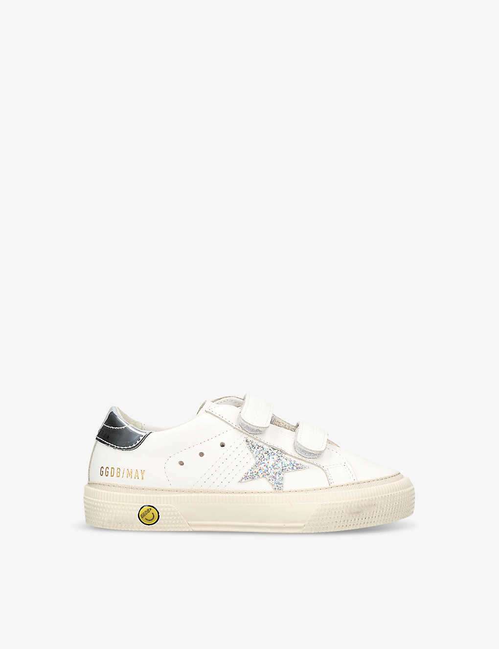 Golden Goose Kids' May School Star Glitter-embellished Leather Low-top Trainers 6-9 Years In White