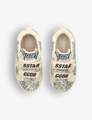 Shop Golden Goose Boys Gold Kids Old School Glitter-embellished Leather Low-top Trainers 6 Months-5 Years