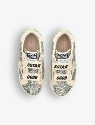 Shop Golden Goose Boys Gold Kids Old School Glitter-embellished Leather Low-top Trainers 6-9 Years