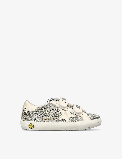 GOLDEN GOOSE: Old School glitter-embellished leather low-top trainers 6-9 years