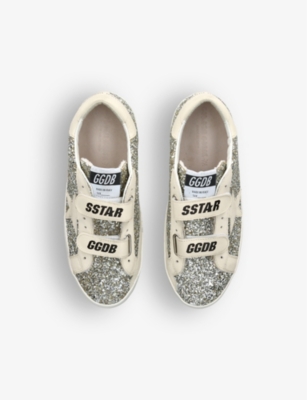 Golden Goose Boys Gold Kids Old School Glitter-embellished Leather Low-top Trainers 9-12 Years In Gold