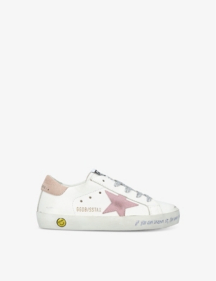 Shop Golden Goose Girls White/comb Kids Superstar Star-embroidered Low-top Leather Trainers 6-9 Years
