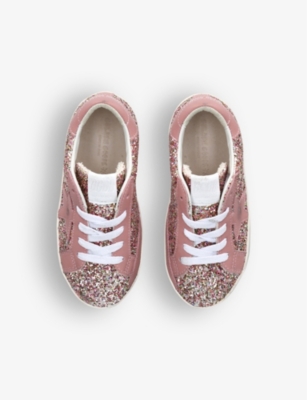 Shop Golden Goose Boys Pink Kids Super Star Glitter-embellished Woven Low-top Trainers 6 Months-5 Years