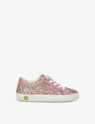 GOLDEN GOOSE: Super Star glitter-embellished woven low-top trainers 6 months-5 years