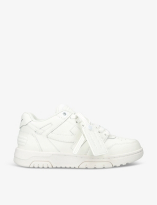 Shop Off-white C/o Virgil Abloh Women's White Out Of Office Brand-embroidered Leather Low-top Trainers