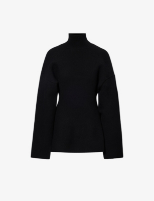 Balenciaga Womens Black Hourglass Turtleneck Cashmere-blend Jumper