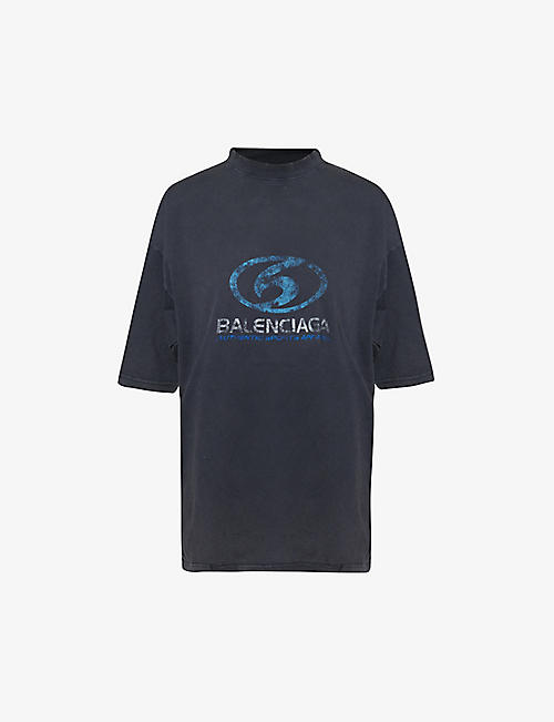 BALENCIAGA: Graphic-print cotton-jersey T-shirt