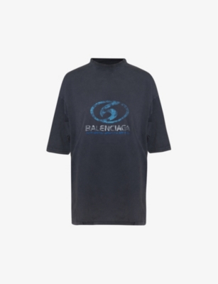 balenciaga printed cotton jersey t shirt