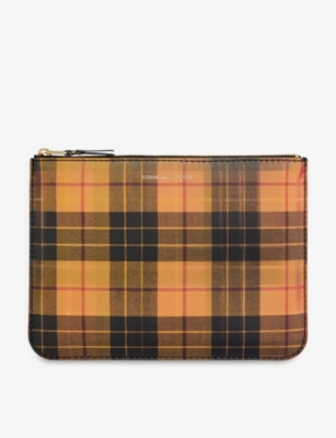 COMME DES GARCONS: Tartan-print shell pouch