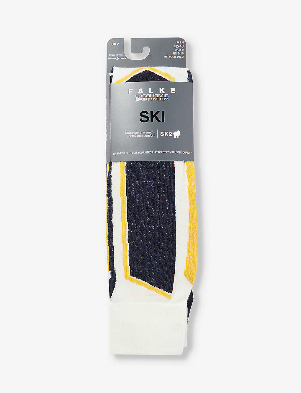Falke Ergonomic Sport System Mens Offwhite Sk2 Abstract-pattern Knee-high Wool-blend Knitted Socks