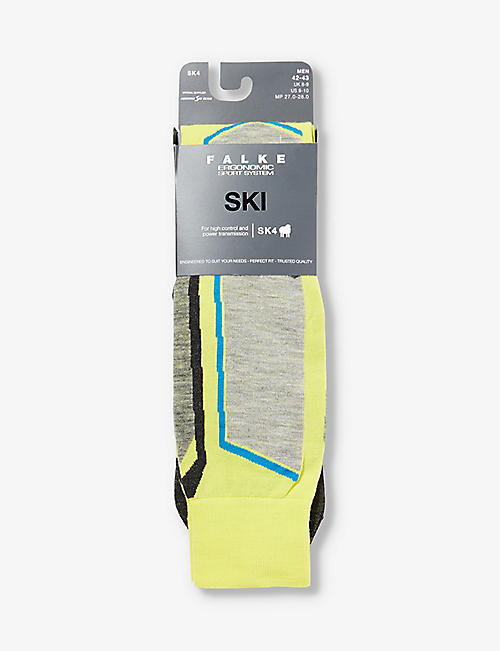 FALKE ERGONOMIC SPORT SYSTEM: SK4 abstract-pattern knee-high wool-blend knitted socks
